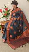 Black semi silk saree