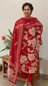 Maroon cotton kurti set