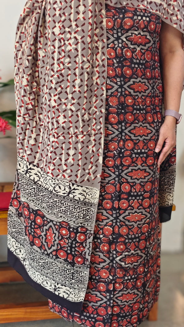 394D - Ajrakh printed modal cotton suit