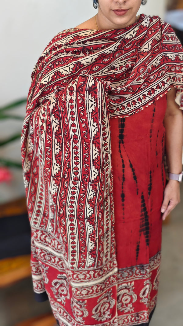 394D - Tie and dye and ajrakh printed modal cotton suit