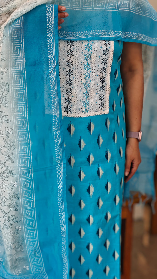 Blue and white cotton suit