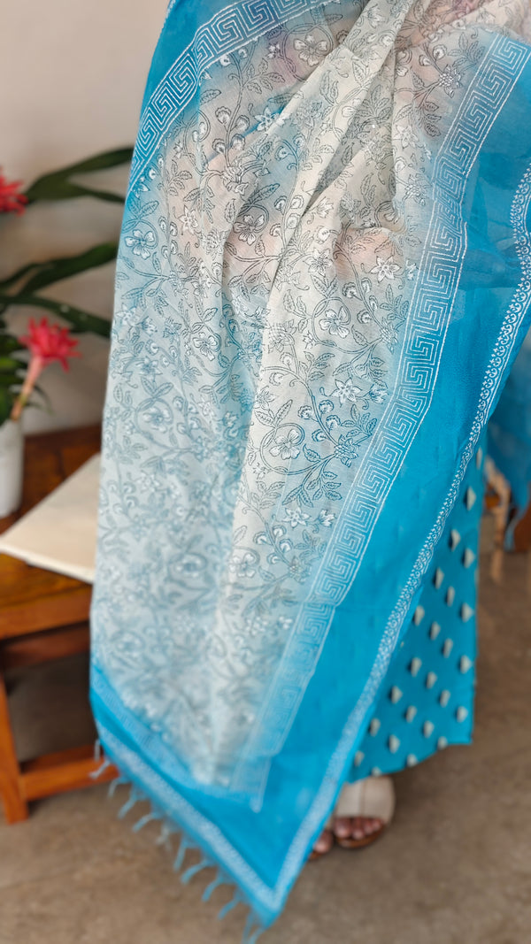 Blue and white cotton suit