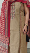 Beige and marooncotton salwar suit