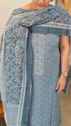 Bluish grey cotton salwar suit