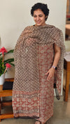 Brick red and black kota doria salwar suit- GD331