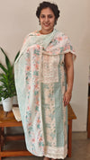 Light beige and Teal cotton Hakoba suit - 6D99