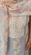Light beige and Lavender cotton Hakoba suit - 6D99