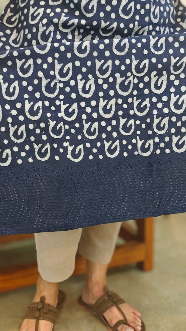 Indigo cotton hakoba top