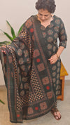 Dark green cotton kurti set