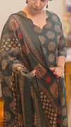 Dark green cotton kurti set