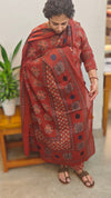 Brick red cotton kurti set