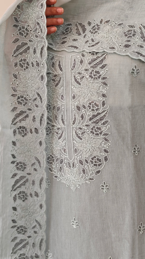 Aqua blue mal chanderi suit