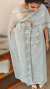 Aqua blue mal chanderi suit