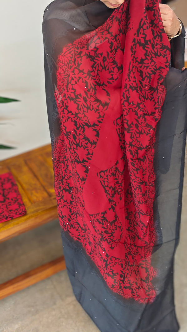 Red and Black organza suit