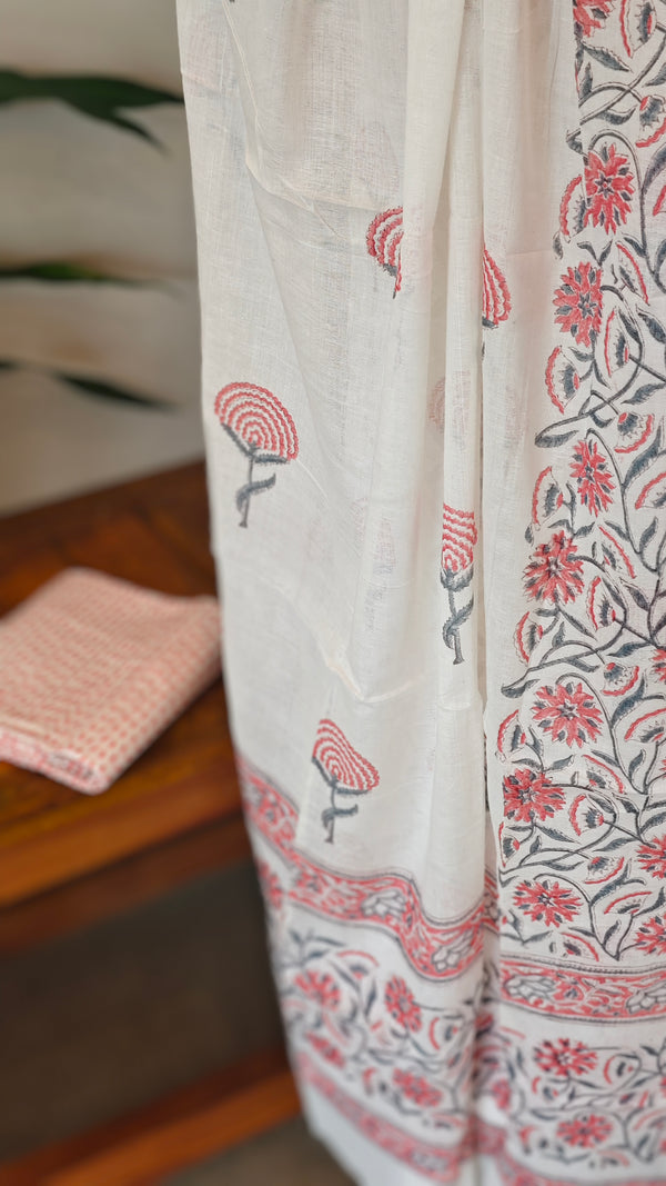 Applique and block print suit - Pink- 5RCV
