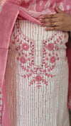 Printed soft cotton suit - Off white and pink - J230