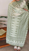 Printed soft cotton suit - Off white and sage green - J230