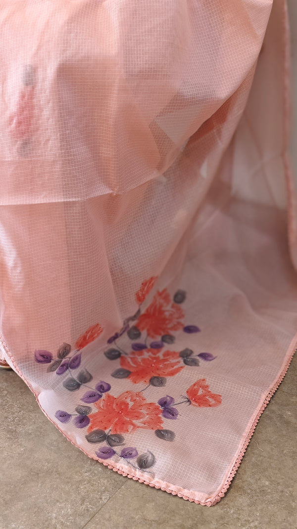 Peach painted silky kota saree - VL72