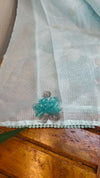 Aqua blue painted silky kota saree - VL72