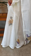 Milky white painted silky kota saree - VL72