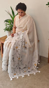 Off white tissue linen saree