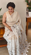 Off white tissue linen saree