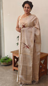 Beige semi tussar silk saree