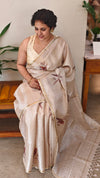 Beige semi tussar silk saree