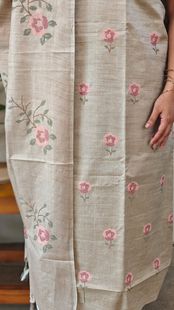 Beige semi tussar silk suit -C MTV6