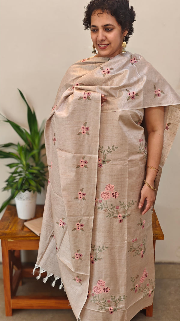 Beige semi tussar silk suit - G MTV6