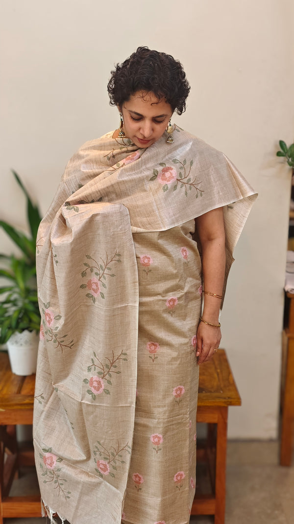 Beige semi tussar silk suit - H MTV6