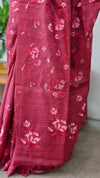Dark pink desi tussar silk saree - 637B