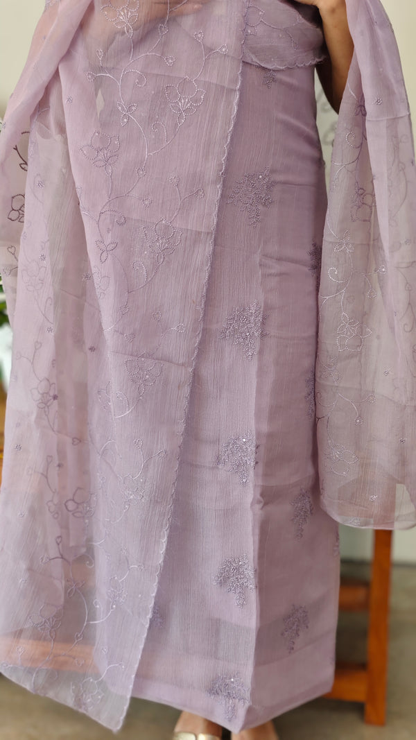 Dusty lavender crushed organza suit - 6A20