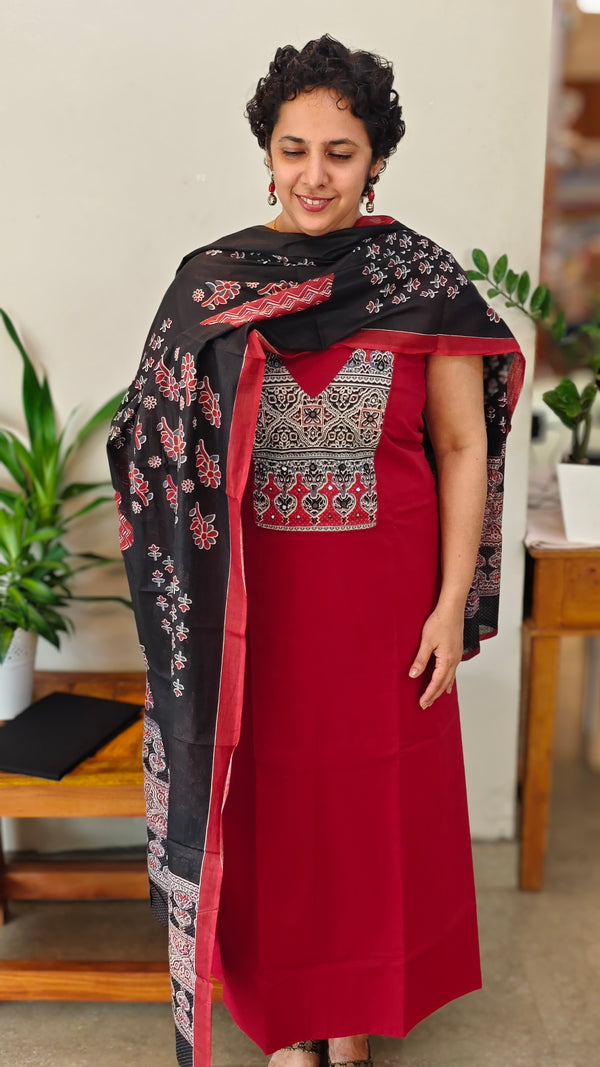 Red and black cotton suit