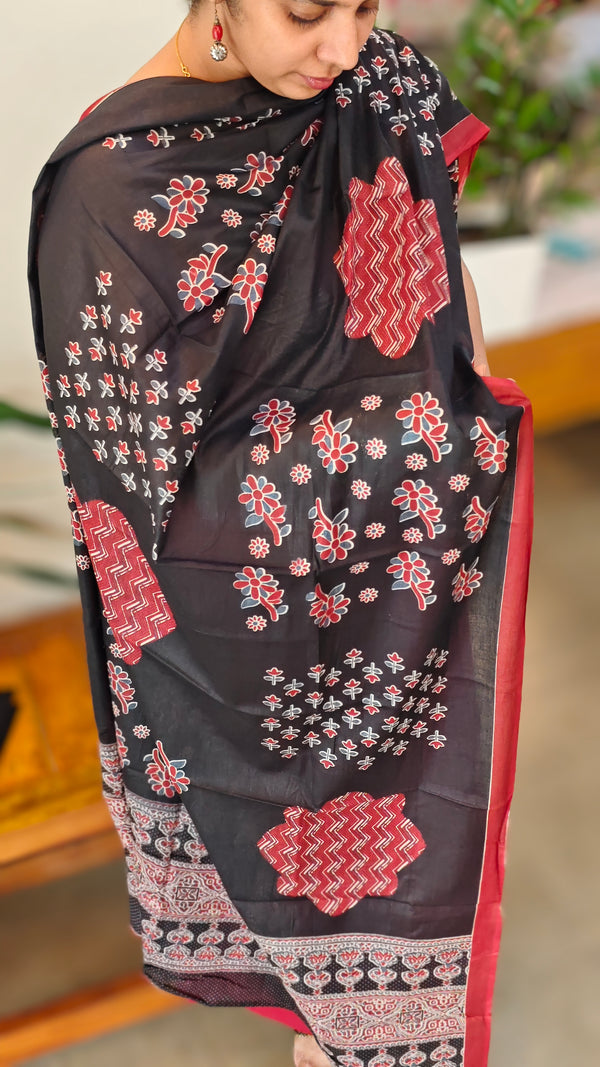 Red and black cotton suit