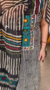 Black and white cotton suit - Turquoise