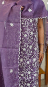 Lavender embroidered net kota suit