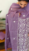 Lavender embroidered net kota suit
