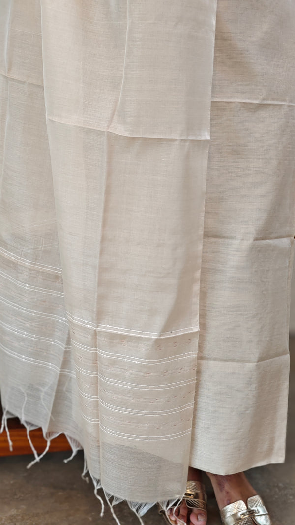 Cream chanderi salwar suit