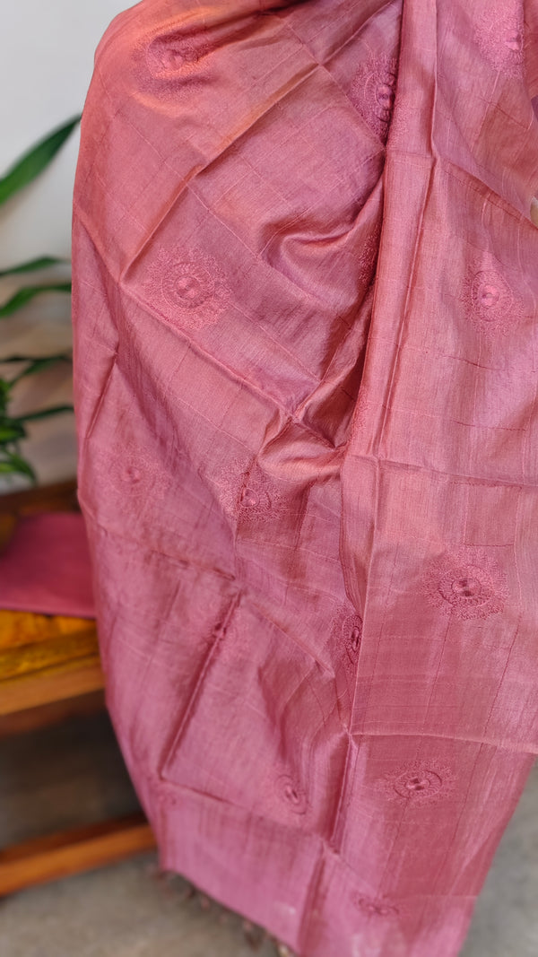 Blush pink tussar silk suit