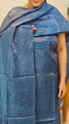 Classic blue tussar silk suit