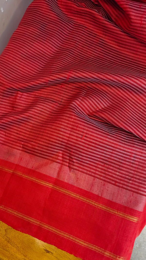 Beige and Red handoom desi tussar silk saree - A139