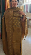 WZCW - Olive green cutwork tussar silk suit