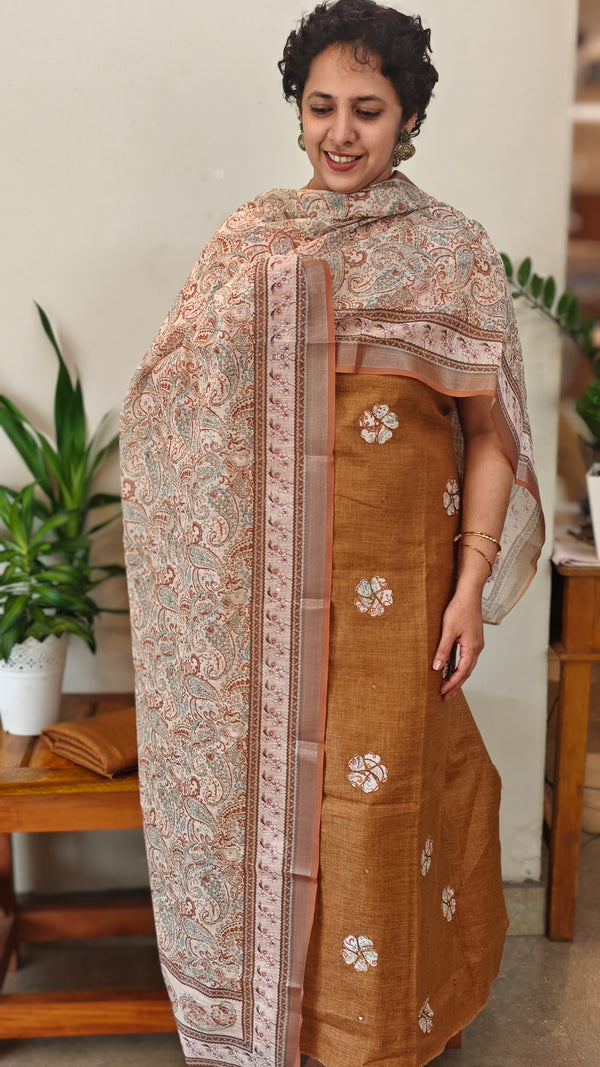 Brown linen salwar suit- LN428