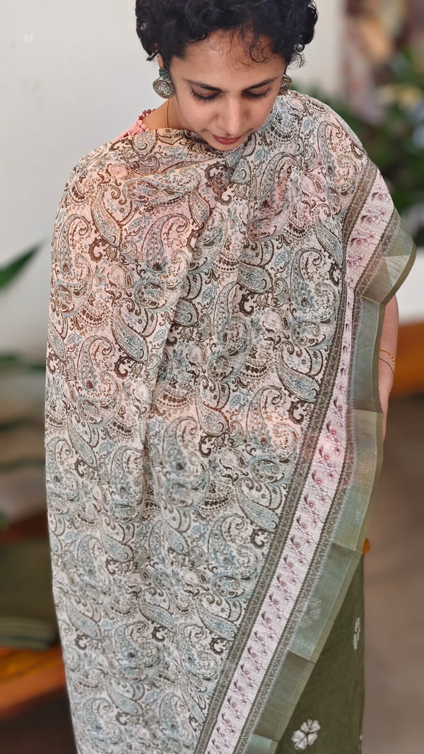 Green Linen salwar suit - LN428