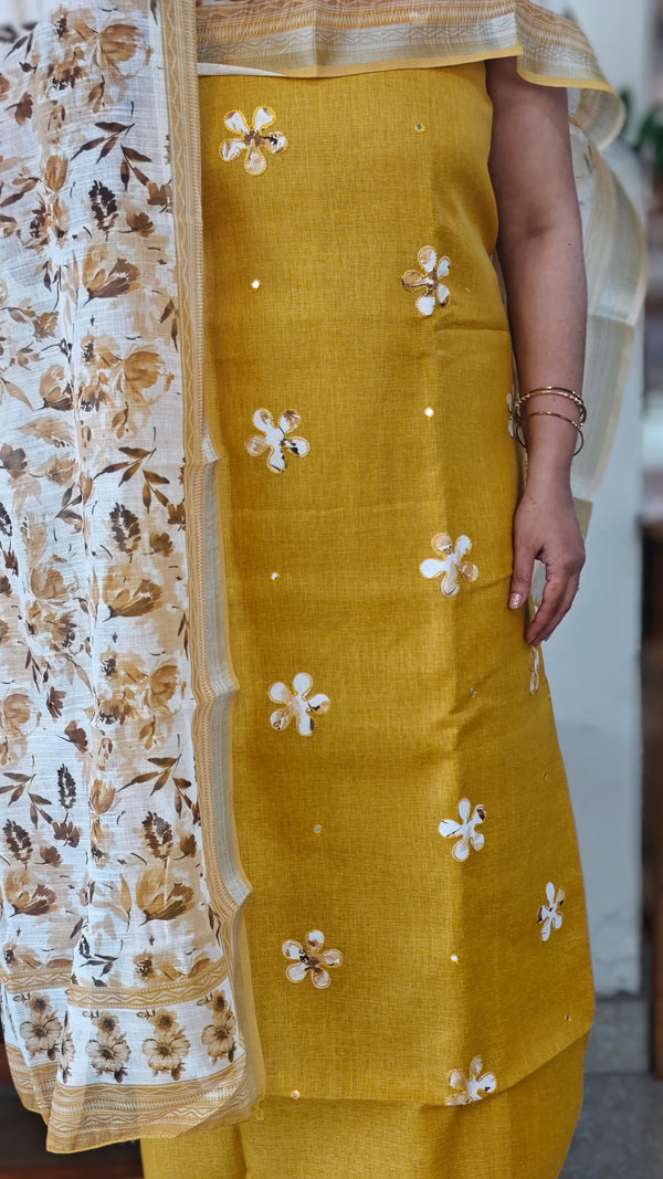 Mustard Linen salwar suit - LN428
