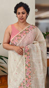 Light beige kota saree with cutwork - B