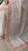 Light beige kota saree with cutwork - B