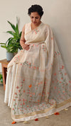 Light beige and Peach linen chanderi saree - X32