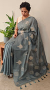 Agean Blue embroidered net kota saree